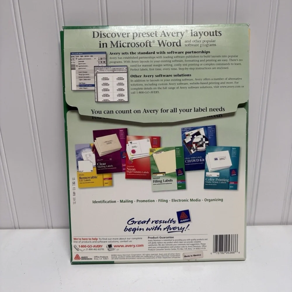 Avery 5366 White File Folder Labels 1/3 Cut TrueBlock Laser Ink Jet 1440 Labels
